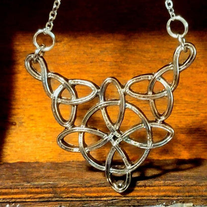 Eternal Celtic Knot Necklace, Irish Inspired Jewelry, Silver Trinity Themed Pendant, Unisex Accessory, Symbolic Charm