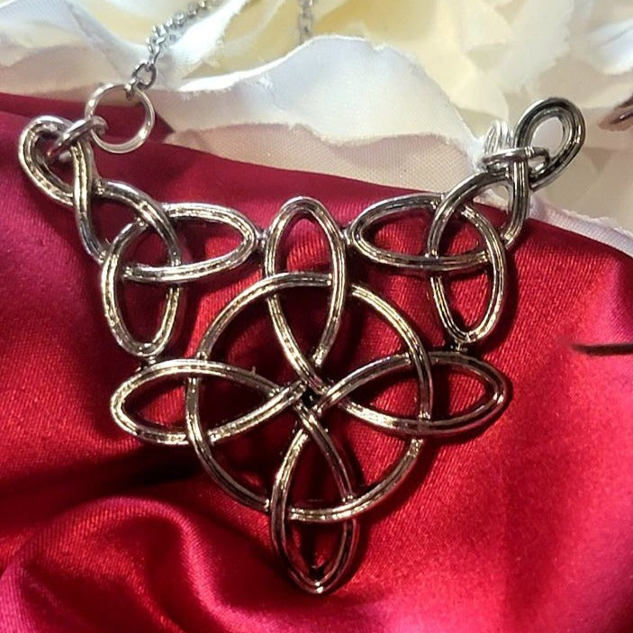 Eternal Celtic Knot Necklace, Irish Inspired Jewelry, Silver Trinity Themed Pendant, Unisex Accessory, Symbolic Charm