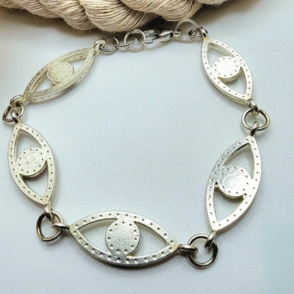 Pulsera de pedrería de ojos de plata, de inspiración griega, elegante adorno de muñeca, accesorio protector para ojos delicado, diseño de lujo, joyería espiritual