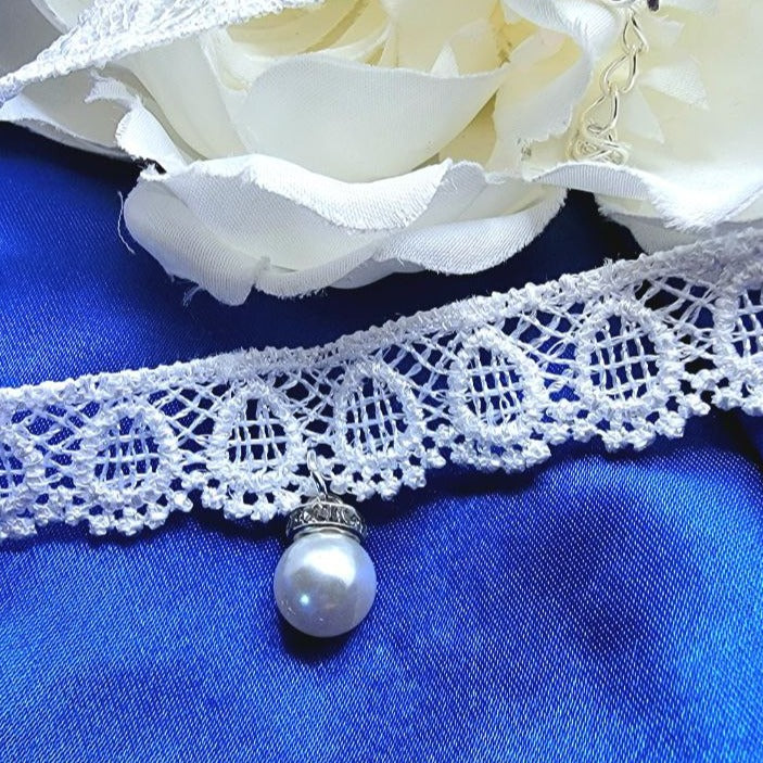 Elegant Single Faux Pearl Lace Choker, Retro Glamour Meets Contemporary Chic Necklace