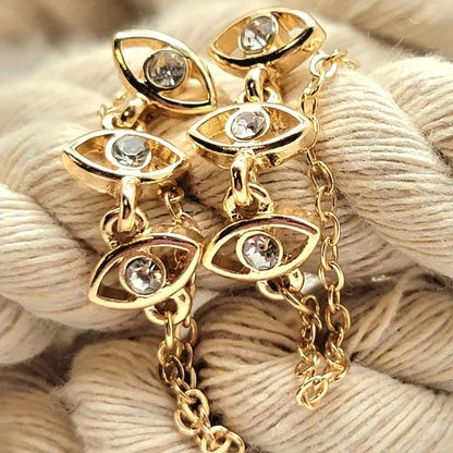 Gold Hoop Earrings w/ Evil Eye Charm, Protective Jewelry for Daily Wear, Spiritual Symbolism in Modern Jewelry