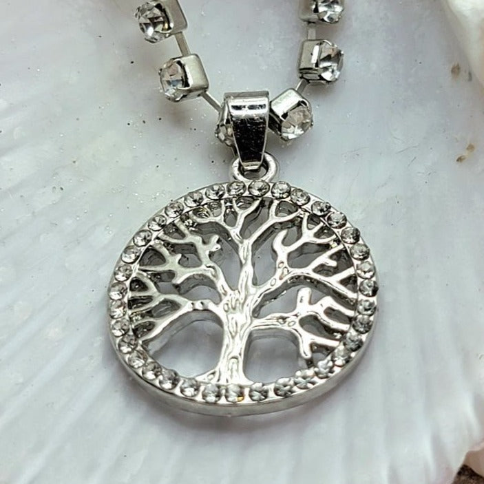 Tree of Life Rhinestone Choker, Elegant Evening Wear Jewelry, Versatile Day to Night Necklace, Personal Growth Symbol, Dazzling Accessory