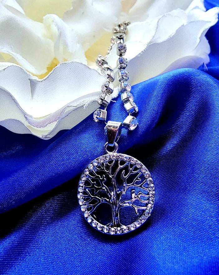 Tree of Life Rhinestone Choker, Elegant Evening Wear Jewelry, Versatile Day to Night Necklace, Personal Growth Symbol, Dazzling Accessory