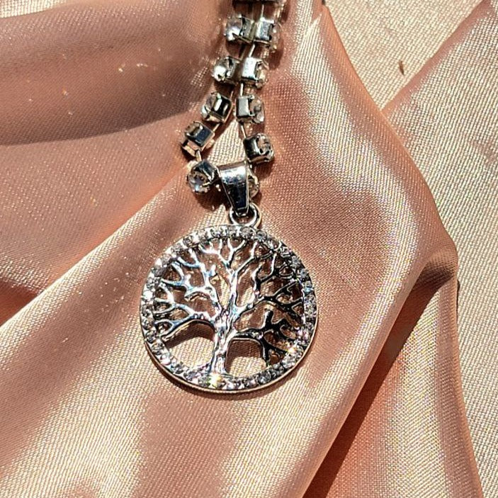 Tree of Life Rhinestone Choker, Elegant Evening Wear Jewelry, Versatile Day to Night Necklace, Personal Growth Symbol, Dazzling Accessory