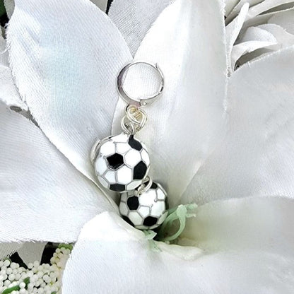 Soccer Earrings, Trendy Jewelry for Soccer Moms, Fitness Fashion Dangle, Sporty Chic Pendants, Unique Charm for Soccer Fans