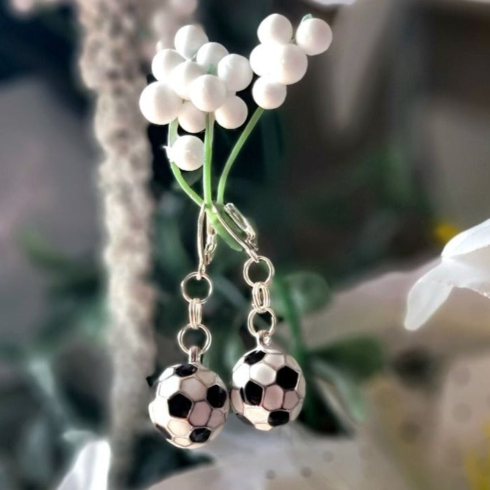 Soccer Earrings, Trendy Jewelry for Soccer Moms, Fitness Fashion Dangle, Sporty Chic Pendants, Unique Charm for Soccer Fans