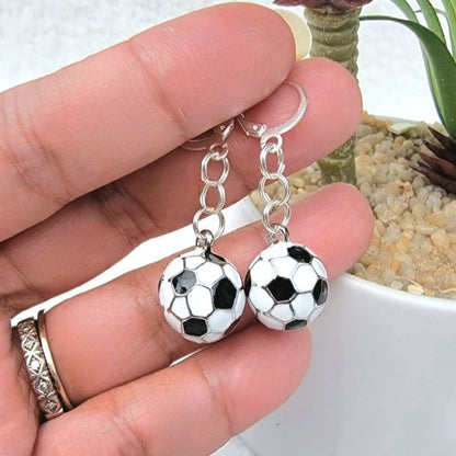 Soccer Earrings, Trendy Jewelry for Soccer Moms, Fitness Fashion Dangle, Sporty Chic Pendants, Unique Charm for Soccer Fans