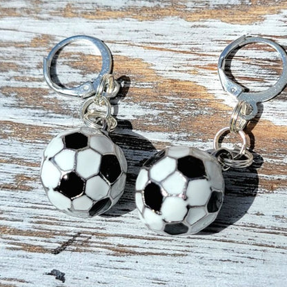 Soccer Earrings, Trendy Jewelry for Soccer Moms, Fitness Fashion Dangle, Sporty Chic Pendants, Unique Charm for Soccer Fans