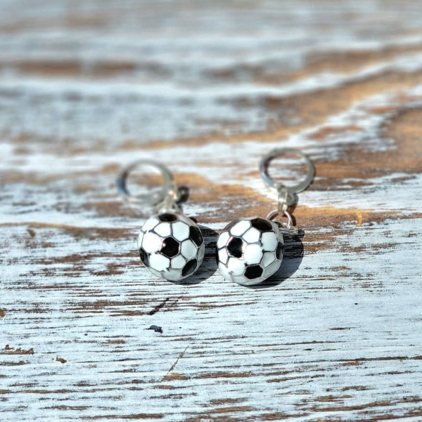 Soccer Earrings, Trendy Jewelry for Soccer Moms, Fitness Fashion Dangle, Sporty Chic Pendants, Unique Charm for Soccer Fans