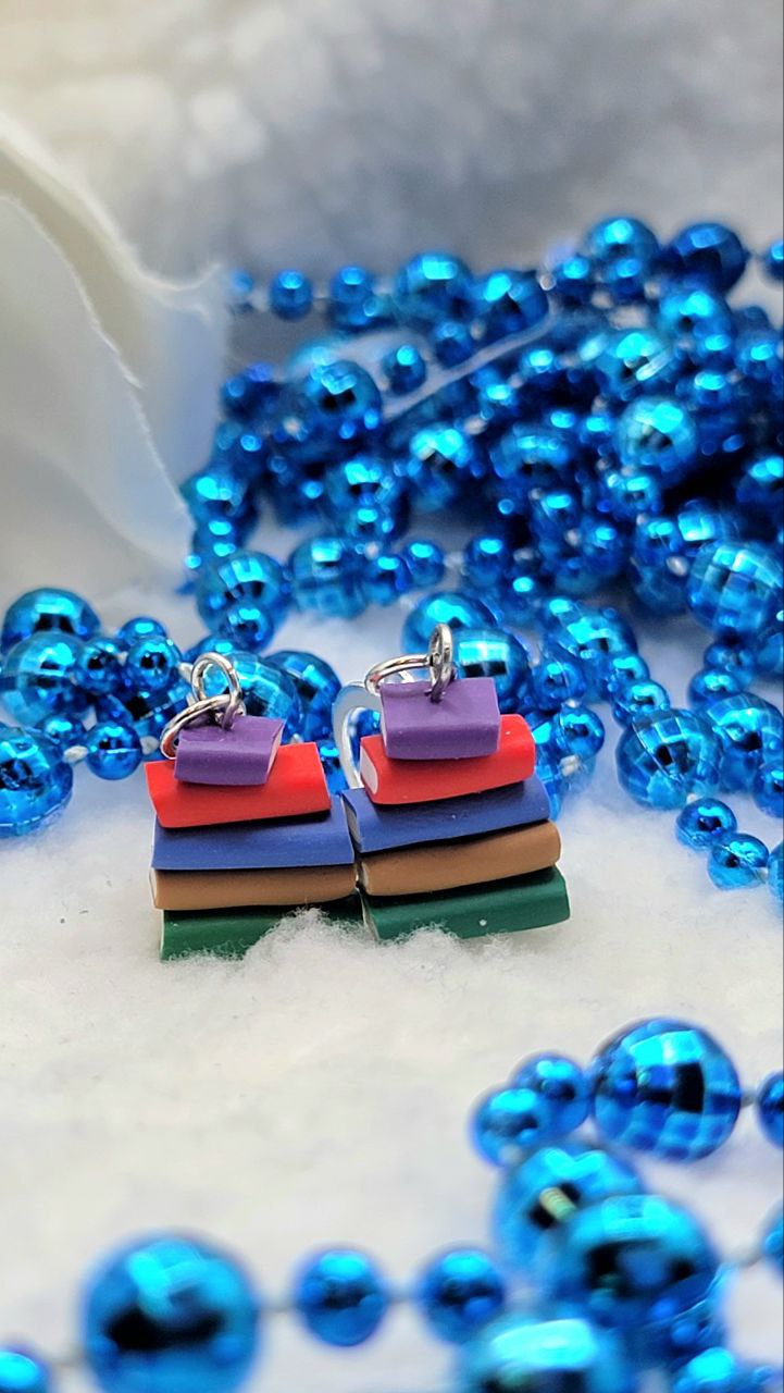 Book Stack Earrings, Librarian Fashion, Book Lover Gift, Literature Lover Jewelry