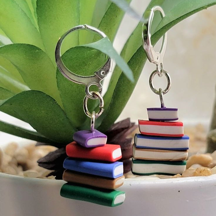 Book Stack Earrings, Librarian Fashion, Book Lover Gift, Literature Lover Jewelry