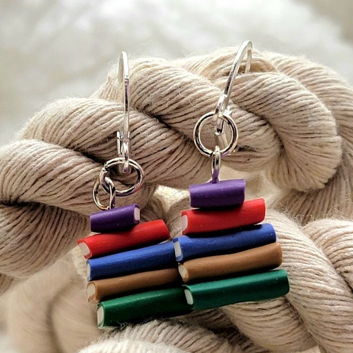 Book Stack Earrings, Librarian Fashion, Book Lover Gift, Literature Lover Jewelry