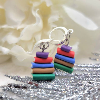 Book Stack Earrings, Librarian Fashion, Book Lover Gift, Literature Lover Jewelry