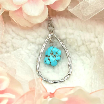 Pendentif en pierre turquoise en forme de larme, collier inspiré du sud-ouest, bijoux polyvalents et faciles à associer, talisman de protection, positif