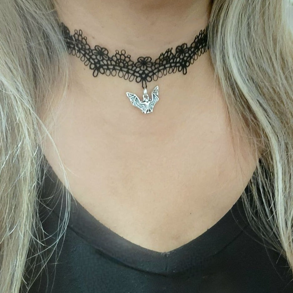 Nocturnal Grace Vampire Bat Choker, Mystique & Unique Goth Elegant Pendant