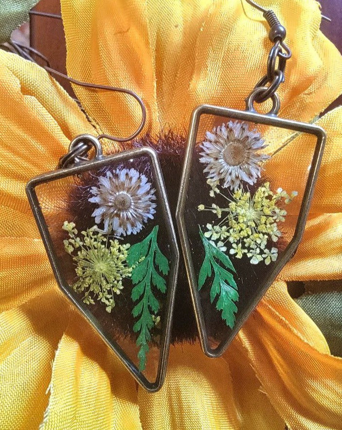 Sunshine Yellow & Green Medley Earring, Timeless Beauty Garden Dangles, Perfect Gift for Nature Lovers, Unique Eco Friendly Jewelry