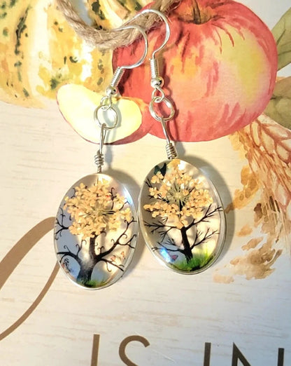 Yellow Orange Flowers Earring, Resin Pressed Floral Jewelry, Naturally Preserved Dangles, Nature Inspired Jewellery, Plant Lover Gift