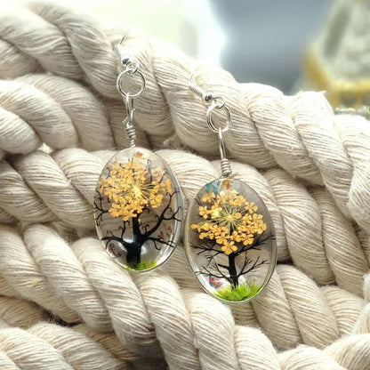 Yellow Orange Flowers Earring, Resin Pressed Floral Jewelry, Naturally Preserved Dangles, Nature Inspired Jewellery, Plant Lover Gift