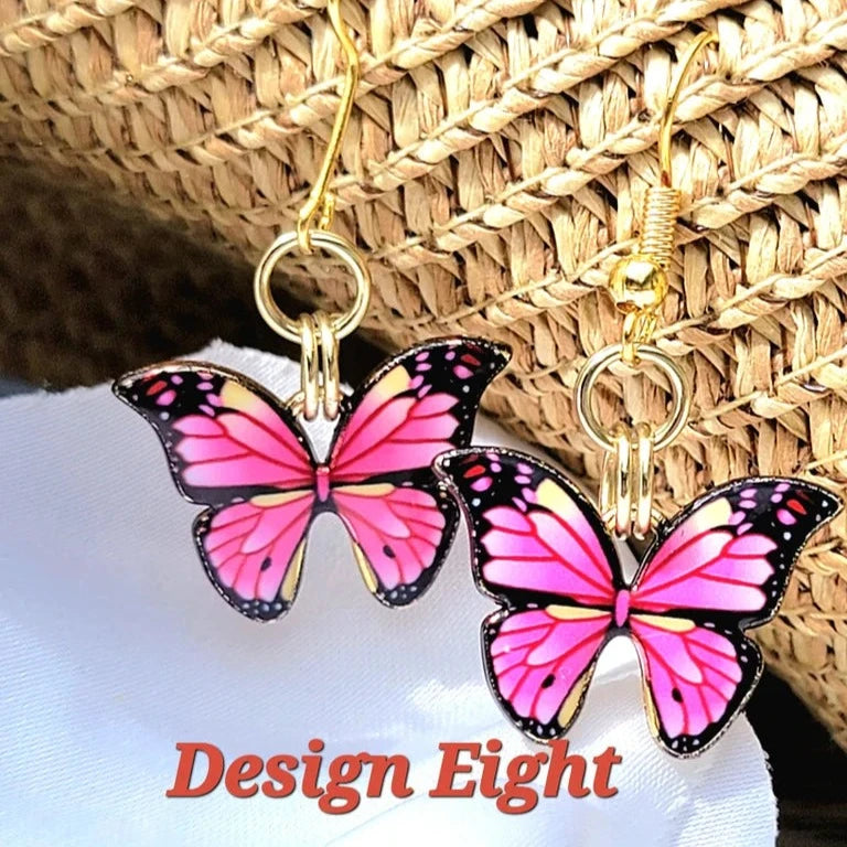 Multi-Colored Elegant Butterfly Earrings, Symbol of Spiritual Rebirth Dangle