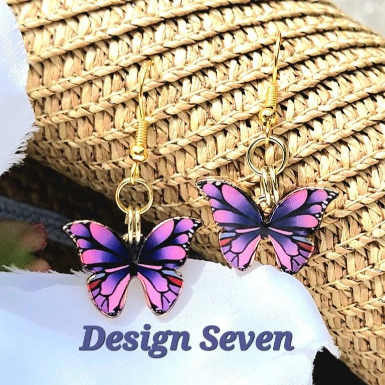 Multi-Colored Elegant Butterfly Earrings, Symbol of Spiritual Rebirth Dangle