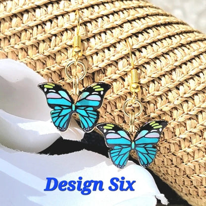 Multi-Colored Elegant Butterfly Earrings, Symbol of Spiritual Rebirth Dangle