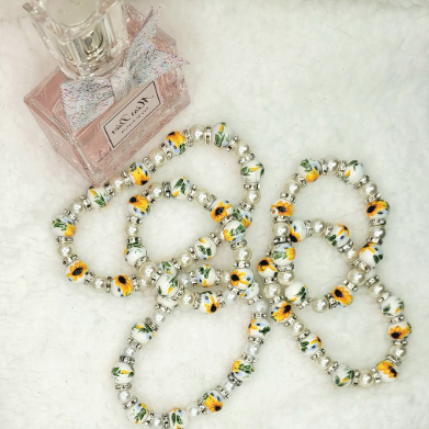 Bright Sunflower Porcelain Flower Bracelet