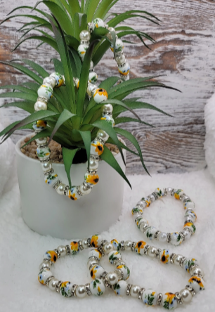 Bright Sunflower Porcelain Flower Bracelet