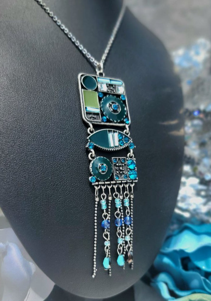 Cascading Silver & Turquoise Tassel Necklace