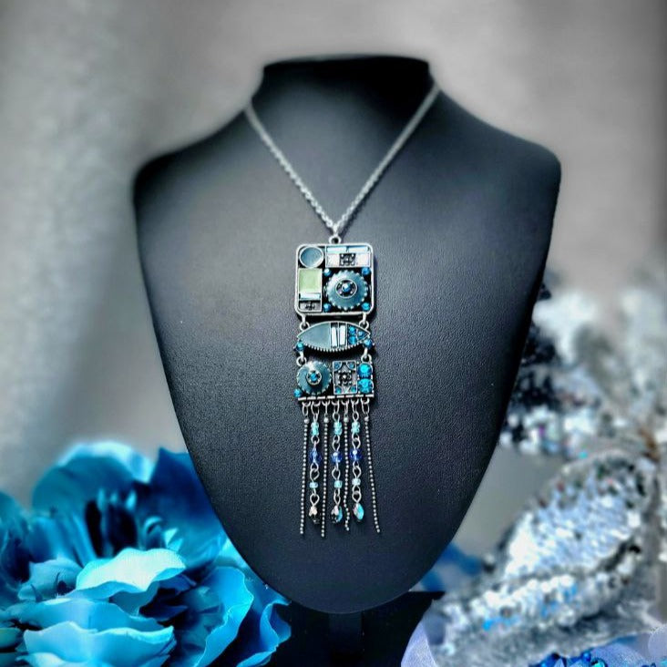 Cascading Silver & Turquoise Tassel Necklace