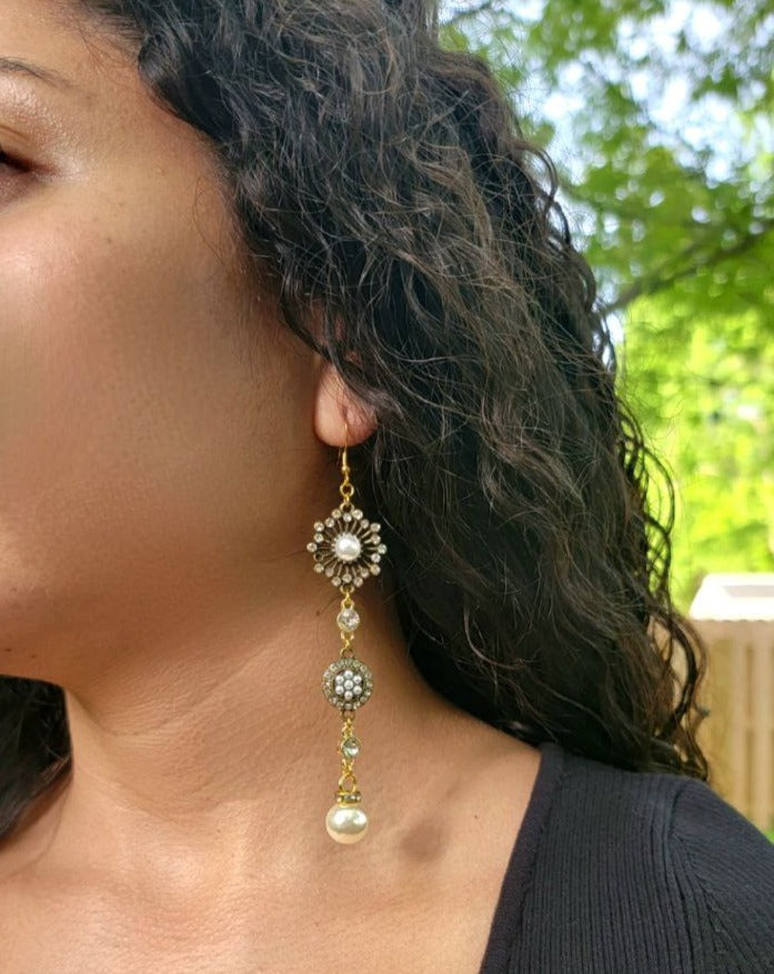 Elegant Cameo & Pearl Earrings, Vintage-Inspired, Timeless Elegance with a Modern Twist